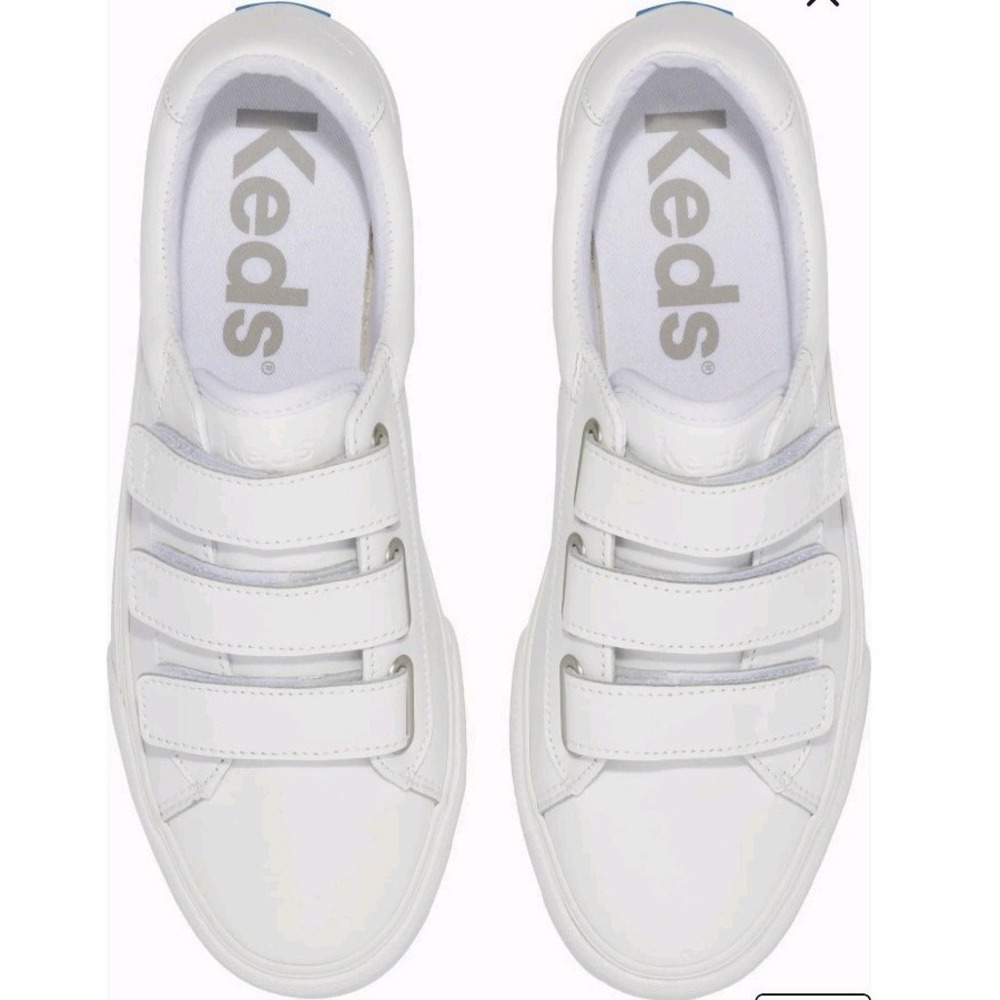 Keds Womens‎ White Hook & Loop Leather Casual Sneakers